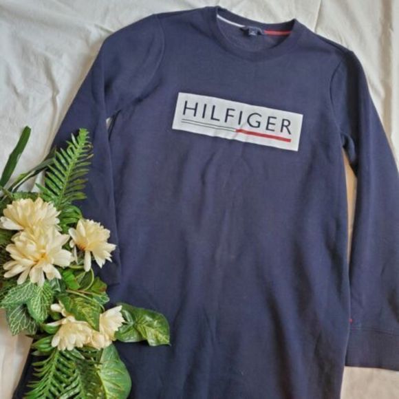 Tommy Hilfiger Slip On Navy Blue Sweatshirt Dress SZ Small - Picture 9 of 9